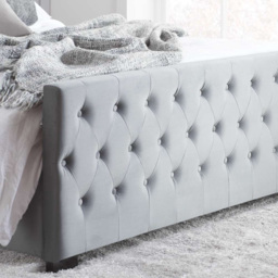 Marquis Grey Velvet King Size Ottoman Bed - thumbnail 4
