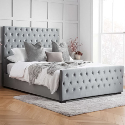 Marquis Grey Velvet King Size Ottoman Bed - thumbnail 1