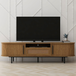 Kudl LV55 2 Door Single Shelf Light Oak TV Unit