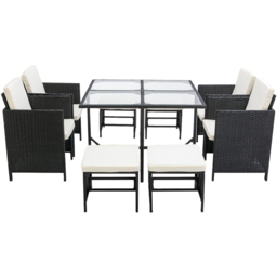 Cuba Black 8 Seater Rattan Garden Dining Set - thumbnail 2