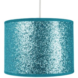 Happy Homewares Teal Glitter Fabric Ceiling Pendant Shade