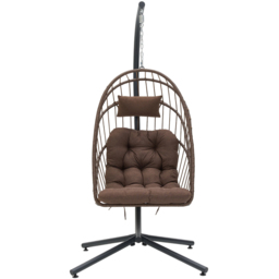 Living and Home Wicker Single Hanging Egg Chair with Cushion and Headrest - thumbnail 2