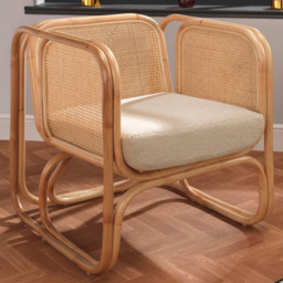 Desser Iconic Natural Latte Fabric Rattan Chair