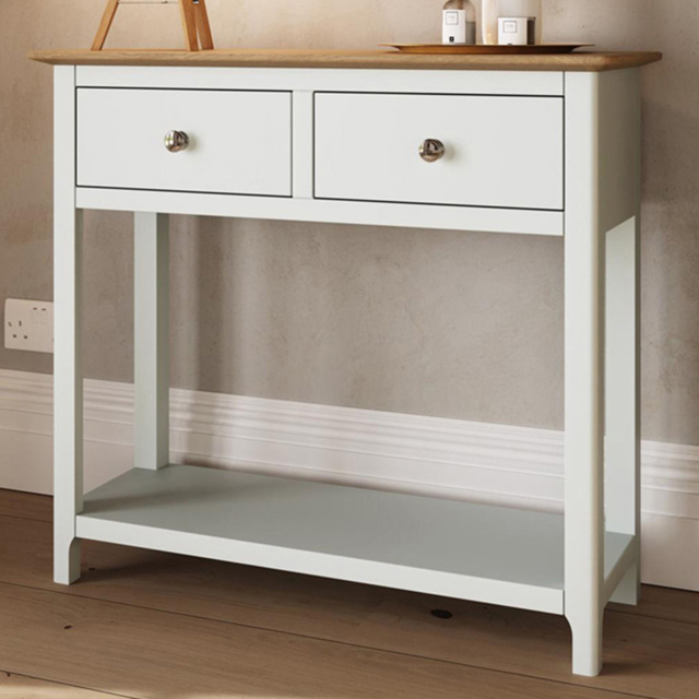 FWStyle Taberno White Linen 2 Drawer Hallway Console Table - image 1