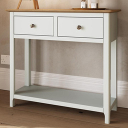 FWStyle Taberno White Linen 2 Drawer Hallway Console Table