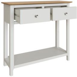 FWStyle Taberno White Linen 2 Drawer Hallway Console Table - thumbnail 3