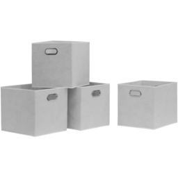 Home Source Large White Fabric Cube Storage Box 4 Pack