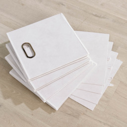 Home Source Large White Fabric Cube Storage Box 4 Pack - thumbnail 4