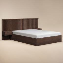 SOLACE+CO Taylor Walnut King Size Hotel Ottoman Bed with Side Table - thumbnail 2