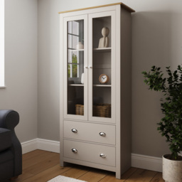 GFW Lancaster Grey 2 Door 2 Drawer Display Unit