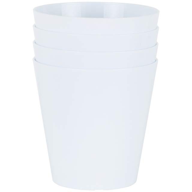 Wham Studio Ice White Round Plastic Planter 16cm 4 Pack - image 1