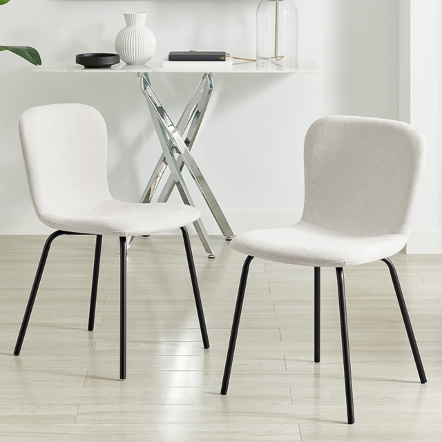 Furniturebox Sienna Cream Linen Dining Chair Set of 2 - image 1