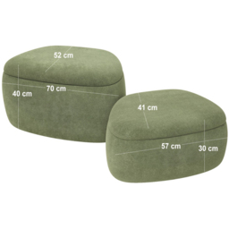 SOLACE+CO Zuri Green Chenille Storage Pouffe Set of 2 - thumbnail 4