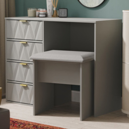 Crowndale Diamond 4 Drawer Dusk Grey Vanity Dressing Table Ready Assembled