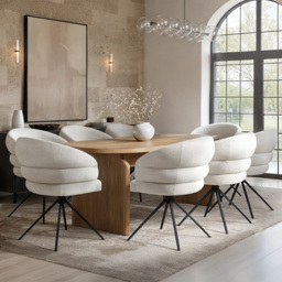 SOLACE+CO Varm Eira 8 Seater Ribbed Wooden Dining Set - thumbnail 1