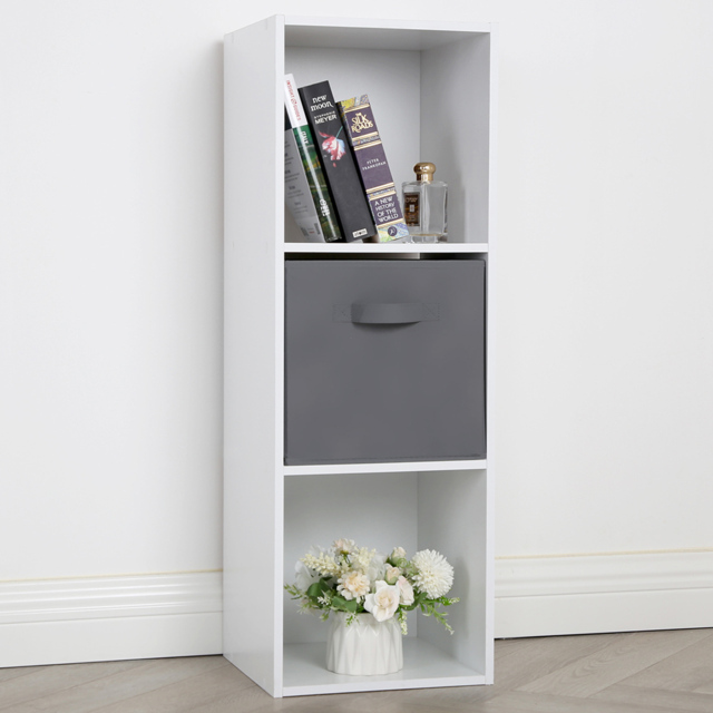Jane 3 Shelf White Cube Storage Unit with Basket - image 1