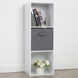 Jane 3 Shelf White Cube Storage Unit with Basket