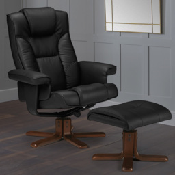 Julian Bowen Malmo Black Faux Leather Swivel Recliner Chair with Footrest