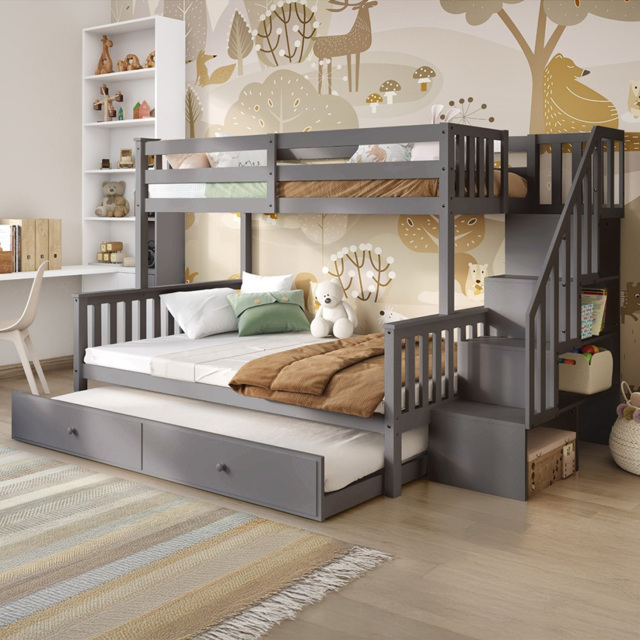 Flair Tag Grey Staircase Bunk Bed with Trundle - image 1