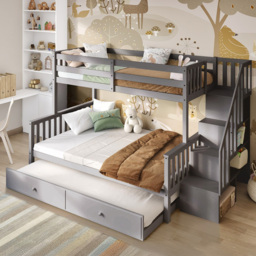 Flair Tag Grey Staircase Bunk Bed with Trundle - thumbnail 4