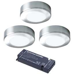 Sorrelis Oberon Cool White 3 Light Aluminium Round Cabinet Light Kit