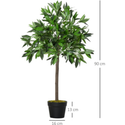 Outsunny Bay Leaf Laurel Ball Tree Artificial Plant In Pot 3ft 2 Pack - thumbnail 3