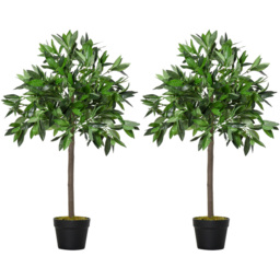 Outsunny Bay Leaf Laurel Ball Tree Artificial Plant In Pot 3ft 2 Pack - thumbnail 1