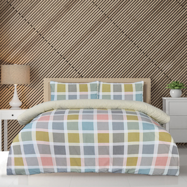 Smart Living Double Crosshatch Check Duvet Set - image 1