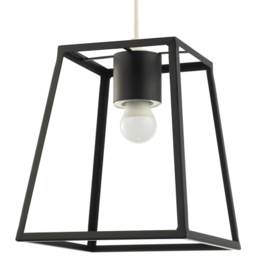 Happy Homewares Square Top and Bottom Industrial Lantern Matte Black Pendant Shade