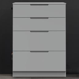 Crowndale Milan 4 Drawer Dusk Grey Deep Chest of Drawers Ready Assembled - thumbnail 1