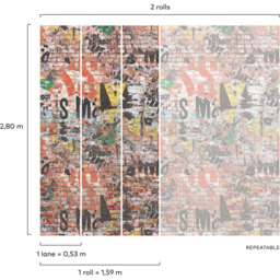 Grandeco Graffiti Wall 3 Lane Wall Mural - thumbnail 3