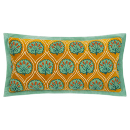 Paoletti Casa Ochre and Marine Embroidered Cushion