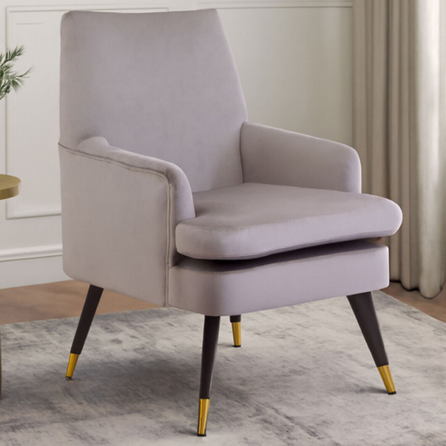 Premier Housewares Loretta Mink Velvet Accent Chair with Wooden legs - image 1