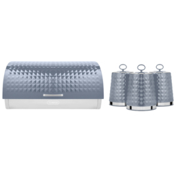 Tower Solitaire Grey Bread Bin with 3 Piece Canister Set - thumbnail 1