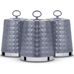 Tower Solitaire Grey Bread Bin with 3 Piece Canister Set - thumbnail 3