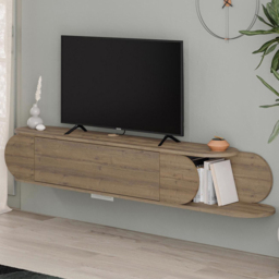 FWStyle Tone Dark Oak Single Door Wall Mounted TV Unit