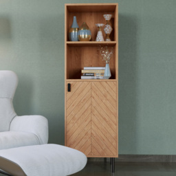 Seconique Leon Single Door 2 Shelf Medium Oak Effect Cabinet