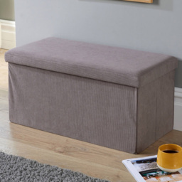 Home Source Corduroy Grey Rectangular Folding Ottoman - thumbnail 1