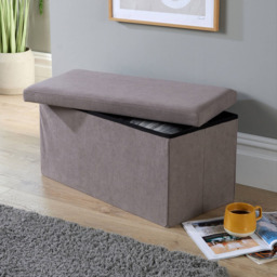 Home Source Corduroy Grey Rectangular Folding Ottoman - thumbnail 3