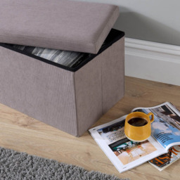 Home Source Corduroy Grey Rectangular Folding Ottoman - thumbnail 4