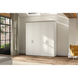 Homebase Truro Boak and White 4 Door Hinged Wardrobe with Slate Handles - thumbnail 4