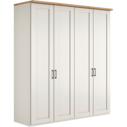Homebase Truro Boak and White 4 Door Hinged Wardrobe with Slate Handles - thumbnail 2