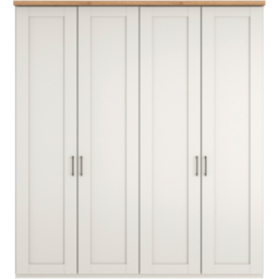 Homebase Truro Boak and White 4 Door Hinged Wardrobe with Slate Handles - thumbnail 3