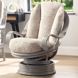 Desser Furniture Madrid Farrow Grey Natural Rattan Laminated Swivel Rocking Chair