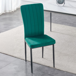 Elle Green Velvet Effect Plush Padded Dining Chair Set 6