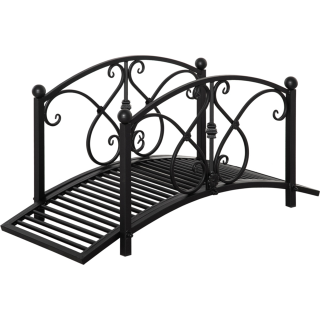 Outsunny Black Metal Traditional Arc Garden Bridge 3.3ft - image 1
