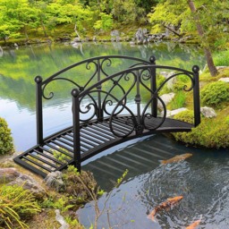 Outsunny Black Metal Traditional Arc Garden Bridge 3.3ft - thumbnail 2