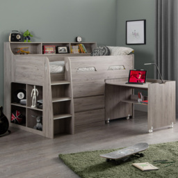 Julian Bowen Jupiter Grey Oak Mid Sleeper with Storage