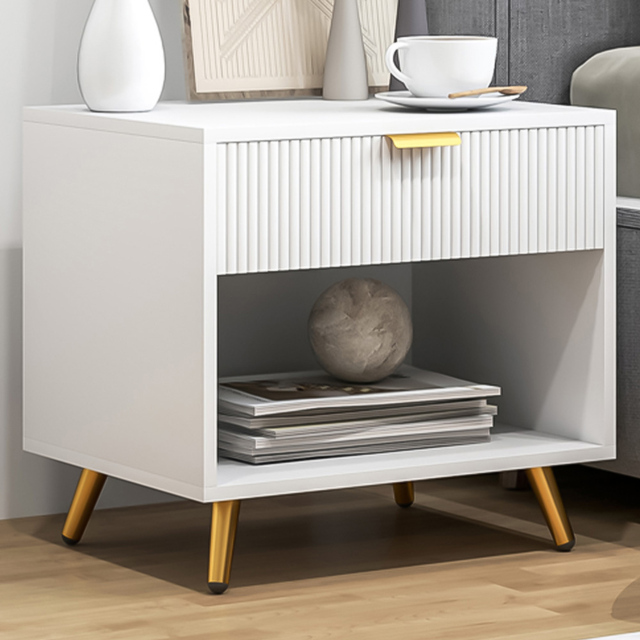 Portland Single Drawer White Bedside Table - image 1