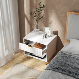 Portland Single Drawer White Bedside Table - thumbnail 3